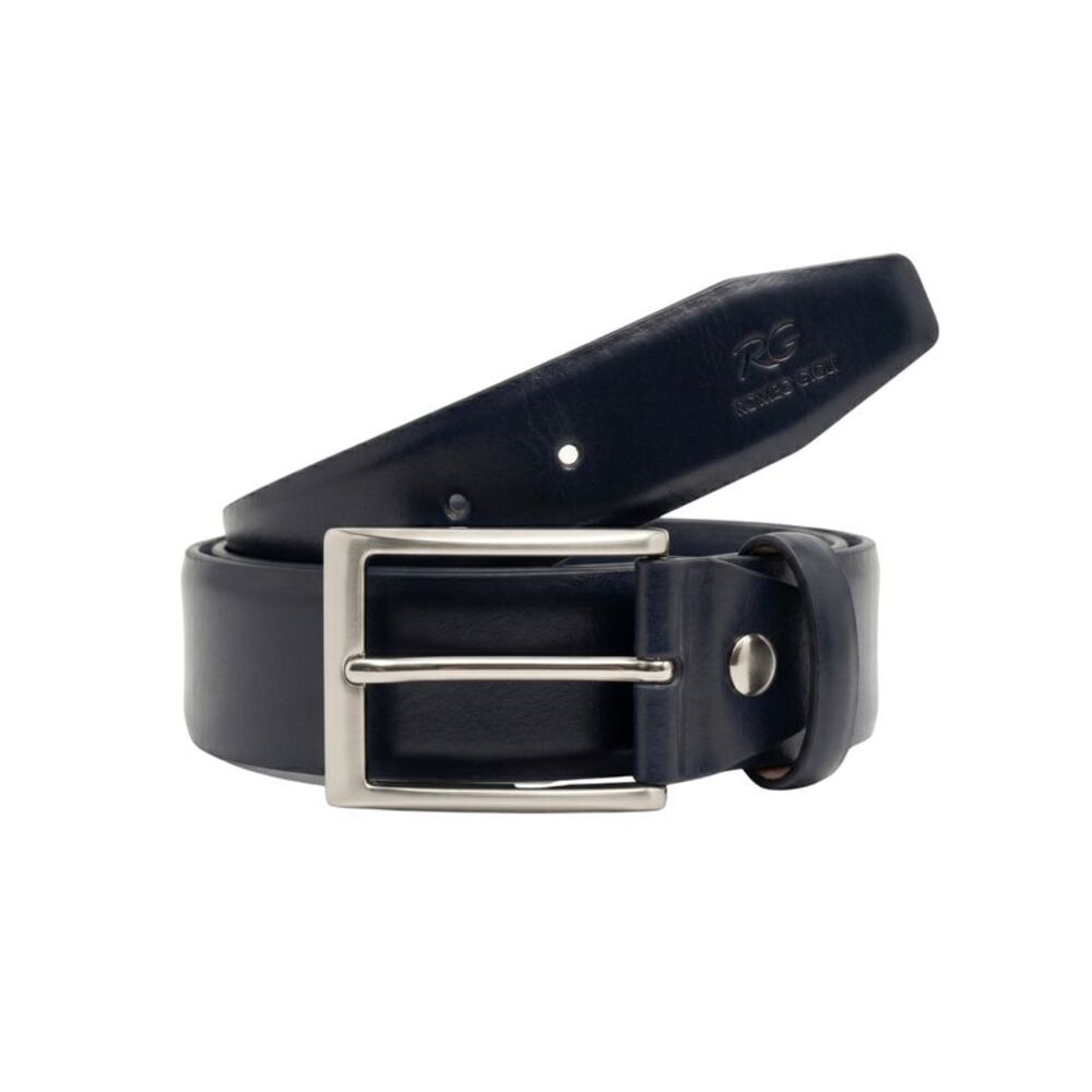 Romeo Gigli Noir Black Leather Adjustable Mens Belt